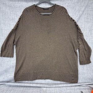 Elemente Clemente Brown Black Striped Oversized Tunic Top Viscose Blend Size EG